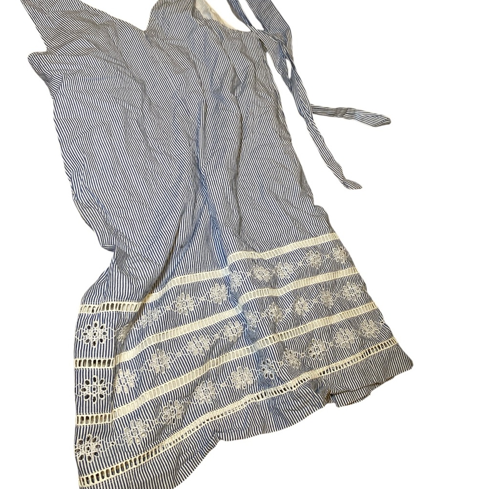 Vintage Havana Blue and White Striped Top with Lace